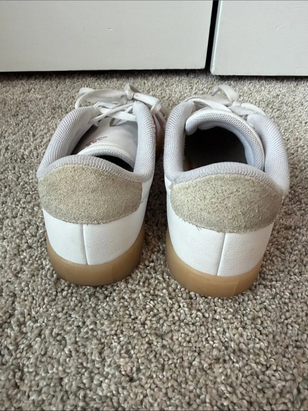 adidas White Sneakers with Pink Stripes size 3